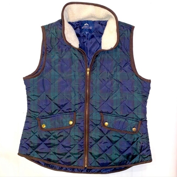 British Khaki Blue plaid vest Sz Small - Picture 5 of 10